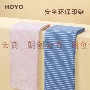 HOYO毛巾礼盒棉家庭套装棉擦脸洁面巾干发吸水 素颜毛巾橡木礼盒两件套（灰色+蓝色）