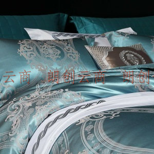 水星家纺 床上四件套 欧式提花床品套件 简约枕套被套床单被罩 布鲁诺 加大双人1.5米床