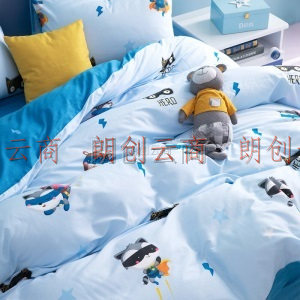 水星家纺 床上四件套纯棉 抗菌儿童卡通套件床单被罩被套 小英雄(床单款) 1.2m床（适配150×210cm被子）