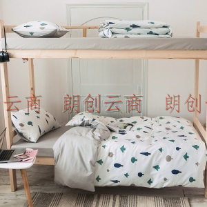 南极人 套件家纺 水洗棉学生三件套 床单被罩 单人宿舍床上用品 小森林 适用1.2米床