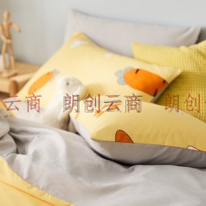 南极人 套件家纺 亲肤学生三件套 床单被罩 单人学生宿舍床上用品 胡萝卜小兔 适用1.2米床