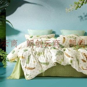 百丽丝 四件套 床上四件套纯棉套件 床单被罩床上用品被套 星春野 双人1.8米床 220*240cm
