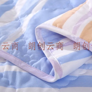 富安娜出品 夹棉床垫床罩床褥子 单双人防滑防脏席梦思保护垫保护罩 亲肤磨毛面料 橡筋款-条纹 1.2米床 120*200cm