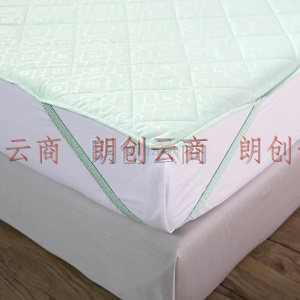 富安娜出品圣之花 床垫保护垫床褥子 四季用软垫可折叠可水洗床单 橡筋防滑款 1米8床 绿色