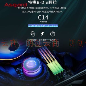 阿斯加特（Asgard）16GB(8Gx2)套装 DDR4 3600 台式机内存条 博拉琪系列-镜面RGB灯条 （C14）特挑B-die颗粒