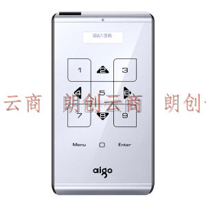 爱国者（aigo）2TB USB3.0 移动硬盘 M21 银色 触控式 自动休眠上锁 加密移动硬盘
