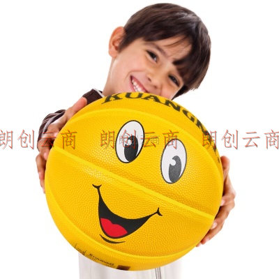 狂迷（kuangmi）篮球儿童5号黄色可爱笑脸幼儿男女生防滑耐磨初学柔软手感蓝球
