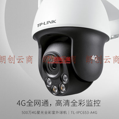 TP-LINK 500万4G全网通监控摄像头室外防水球机支持220V全彩夜视360度智能监控器摄像机IPC653-A4G