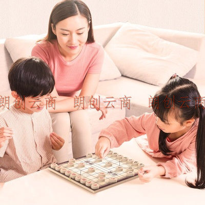 得力(deli) 中国象棋套装折叠棋盘 家庭亲子朋友聚会礼物入门套装标准原木色棋子3.0 小号 6732