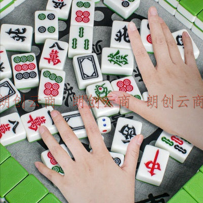 望京扑克麻将牌手搓麻将 便携手打麻将大号绿色40mm