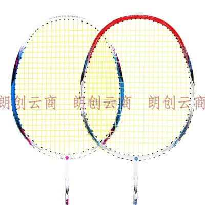 启傲(QIAO)羽毛球拍全碳素对拍比赛套装4U24磅白红蓝