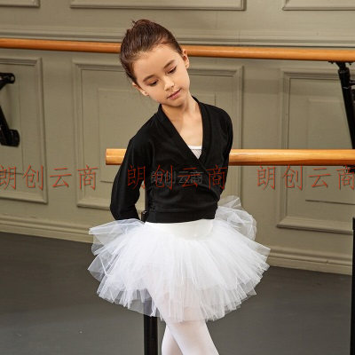 三沙（Sansha）儿童舞蹈练功服女体操外套长袖上衣芭蕾服棉Y4051 黑色 L