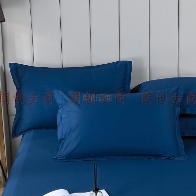 洁丽雅 枕套一对长绒棉轻奢纯色加厚纯棉家用枕头套枕芯套 蓝色48*74cm 一对