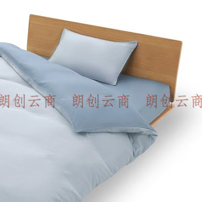 MUJI水洗莱赛尔 枕套 床上用品枕罩枕头套 蓝色×浅蓝色 48cm*74cm用