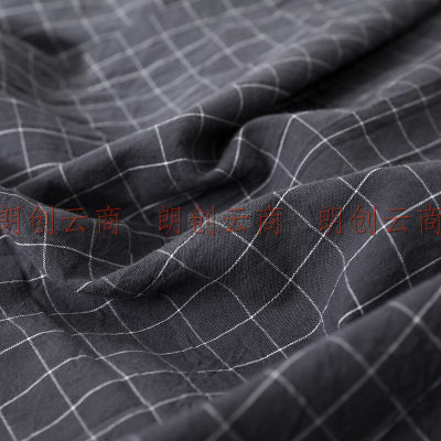 南极人（NanJiren） 乳胶枕枕套 全棉可水洗日式枕芯套 灰小格 一对装40*60cm