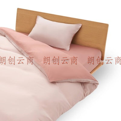 MUJI水洗莱赛尔 枕套 床上用品枕套枕头罩 粉色×浅粉色 48cm*74cm用