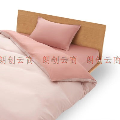 MUJI水洗莱赛尔 枕套 床上用品枕套枕头罩 粉色×浅粉色 48cm*74cm用