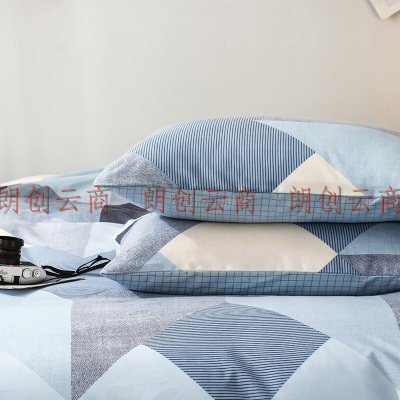 意尔嫚 枕头套一对装 亲肤透气学生宿舍家用床上用品全包枕芯套四季可用枕套 48*74cm 蓝色回响