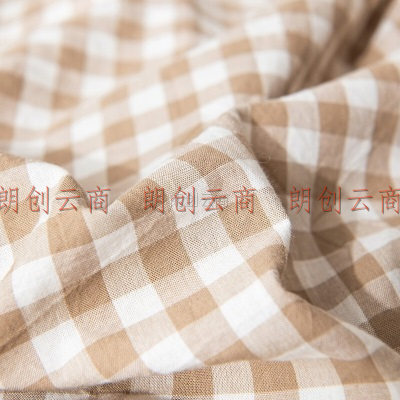 南极人（NanJiren）枕套 乳胶枕头套全棉水洗棉日式纯棉枕芯套 米小格 一对装40*60cm