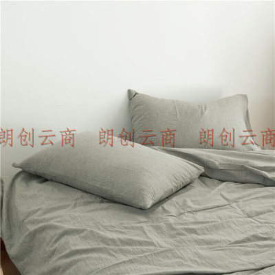 houseroom 水洗棉单人枕套一个 枕头套夏季纯棉枕芯套枕头皮枕头罩 浅灰纯色48x74cm