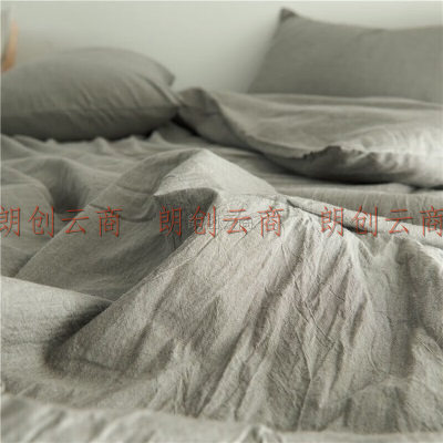 houseroom 水洗棉单人枕套一个 枕头套夏季纯棉枕芯套枕头皮枕头罩 浅灰纯色48x74cm