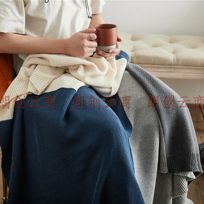 诺雪丝曼夏季毯子纯棉毛巾被办公室午睡空调毯ins拼色盖毯沙发毯薄午休毯