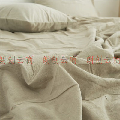 houseroom 水洗棉单人枕套一个 枕头套夏季纯棉枕芯套枕头皮枕头罩 卡其纯色48x74cm