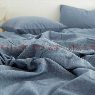 houseroom 水洗棉单人枕套一个 枕头套夏季纯棉枕芯套枕头皮枕头罩 牛仔蓝纯色48x74cm