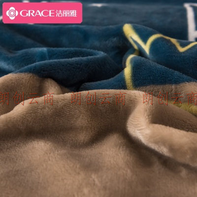 洁丽雅 毛毯牛奶绒毯子 法兰绒空调毯午睡毯 空调被加绒被子毛巾被盖毯 快乐星球200*230cm