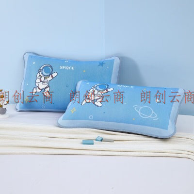 水星儿童冰丝枕套一对装两只 抗菌夏凉儿童枕套学生双人 太空48*74cm