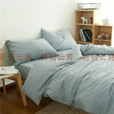houseroom 水洗棉单人枕套一个 枕头套夏季纯棉枕芯套枕头皮枕头罩 浅蓝纯色48x74cm