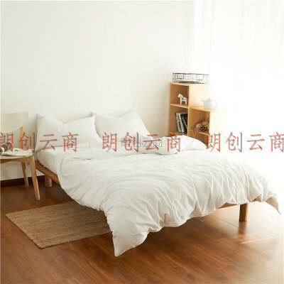 houseroom 水洗棉单人枕套一个 枕头套夏季纯棉枕芯套枕头皮枕头罩 本白纯色48x74cm