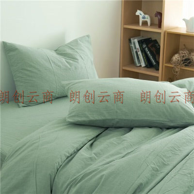 houseroom 水洗棉单人枕套一个 枕头套夏季纯棉枕芯套枕头皮枕头罩 水绿纯色48x74cm