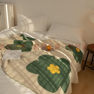 诺雪丝曼 北欧风冬季毛巾被珊瑚绒毯子太阳花午睡毯单人毛毯盖毯午休毯