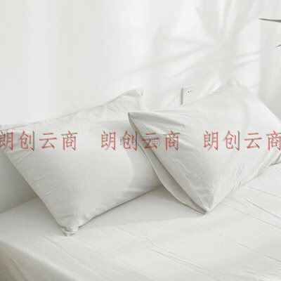 houseroom 水洗棉单人枕套一个 枕头套夏季纯棉枕芯套枕头皮枕头罩 本白纯色48x74cm