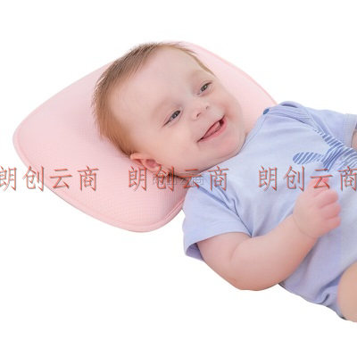 纽贝乐婴儿枕头0-1岁 新生儿定型枕儿童枕头四季透气幼儿宝宝枕 公主粉-配枕套【科学护头型，0-6个月适用】