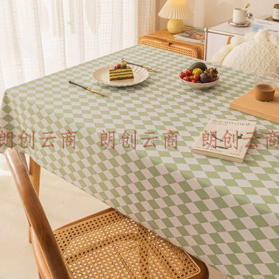 艾薇 桌布防水防油免洗餐桌布pvc长方形餐垫茶几布书桌台布90*150cm果绿