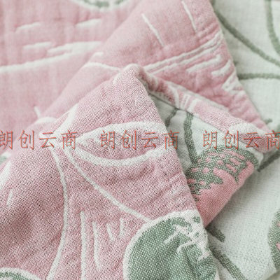 左岸春天 纱布枕巾 一对2条装 情侣全棉透气四季加大家用枕头巾 樱桃绿色 一对