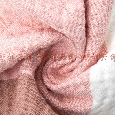 洁丽雅（Grace）家纺 绅士格纯棉提花加厚吸汗大枕巾 两条装 粉色 145g/条 80*50cm