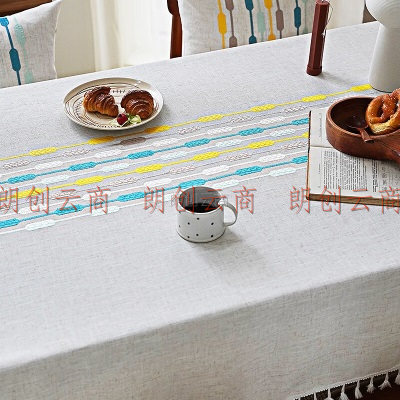 简美家棉麻桌布布轻奢小清新文艺餐桌布长方形纯色茶几台布 悠然印象