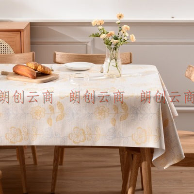 MEIWA桌布防水防油免洗餐桌布家用正方形防滑台布茶几布 雪莲130*130cm