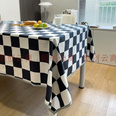 北极绒桌布 简约北欧家用老粗布可拆洗加厚免洗桌布 斑马格 140*180CM