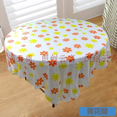 馨东富一次性桌布餐桌塑料方形圆形台布单位食堂直径1.7米10张橙杏纹