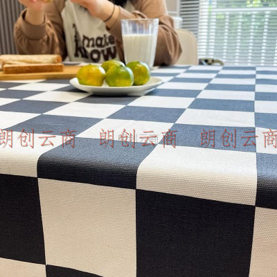 北极绒桌布 简约北欧家用老粗布可拆洗加厚免洗桌布 斑马格 120*160CM