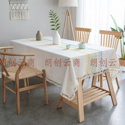 茵尚棉麻桌布艺书桌餐桌布防水家用长方形茶几布防尘盖布135*180cm