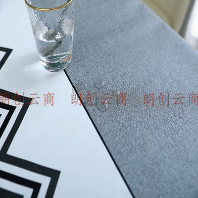 阿黎桌布 防水防油防烫免洗耐高温餐厅长形桌布 PVC桌垫 前程似锦灰色