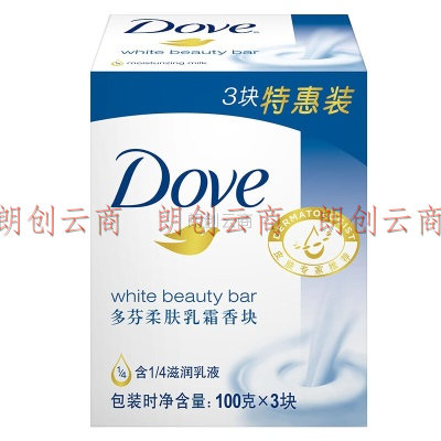多芬(DOVE)香皂柔肤乳霜香块100gx3或90gx3（随机发货）