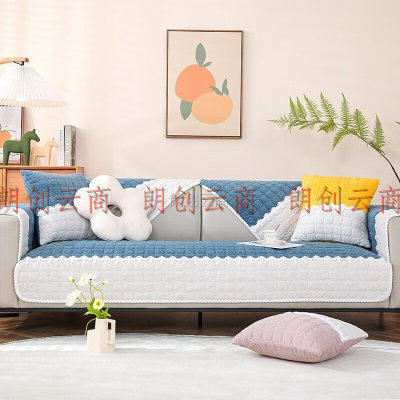 钟爱一生沙发垫套加厚防滑实木沙发坐垫子沙发盖布 灯芯绒-湛蓝色90*160cm