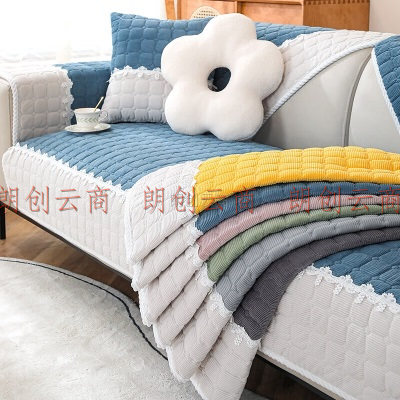 钟爱一生沙发垫套罩实木沙发坐垫子防滑沙发盖布 灯芯绒-湛蓝90*210cm