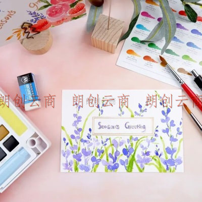 樱花(SAKURA)固体水彩颜料96色套装 便携式透明水彩画笔 初学者学生美术户外写生绘画用品